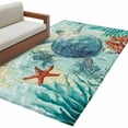 thumbnail image 2 of Area Rug for Living Room, Sea Turtle Coastal Non-Slip Indoor Large Carpet for Bedroom/Dining Room, Turquoise Nautical Summer Coral Ocean Washable Low-Profile Floor Mat Runner Rugs - 2.7 x 5 Ft, 2 of 7