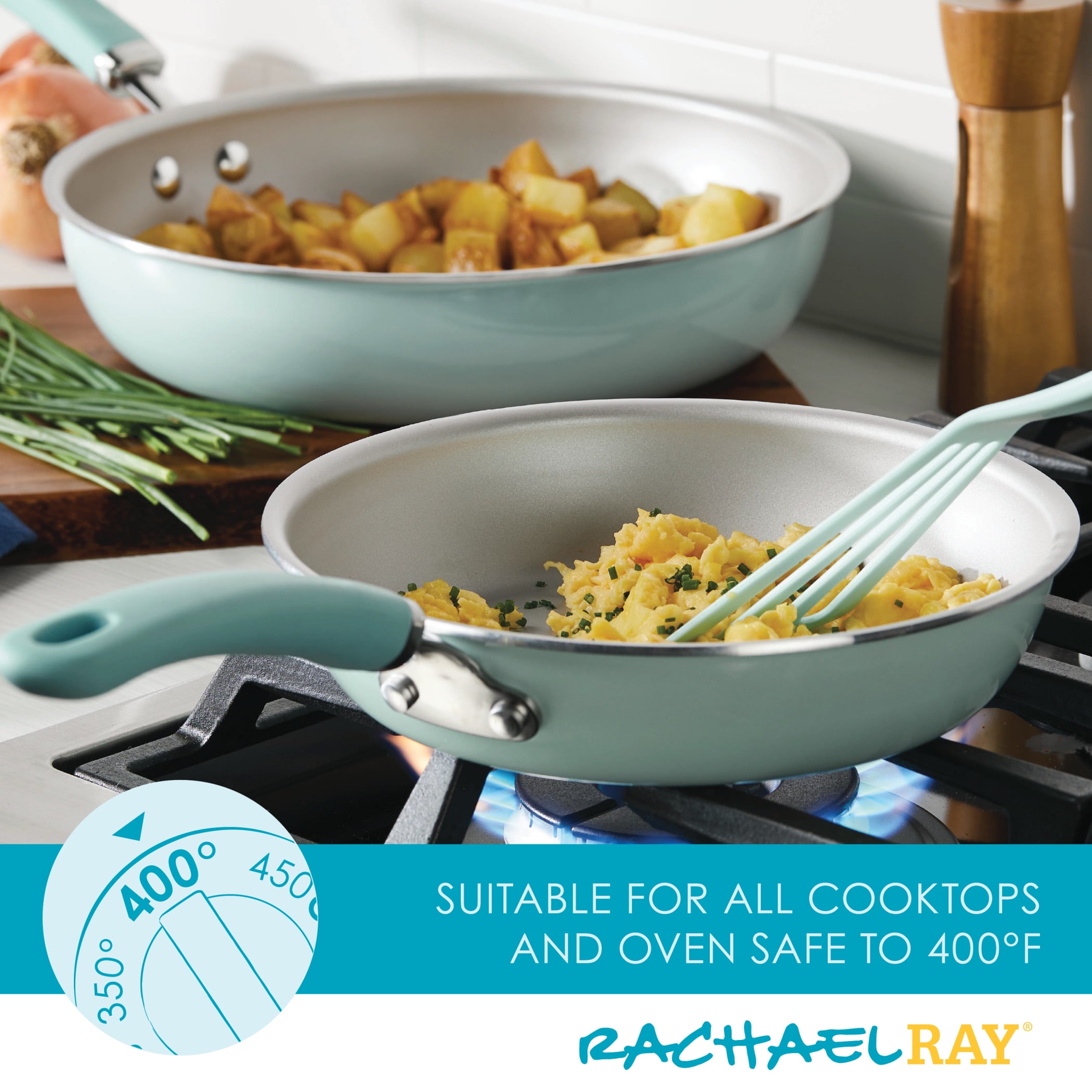 13 Pc Light Blue Shimmer Aluminum Cookware Set by Rachael Ray at Fleet Farm