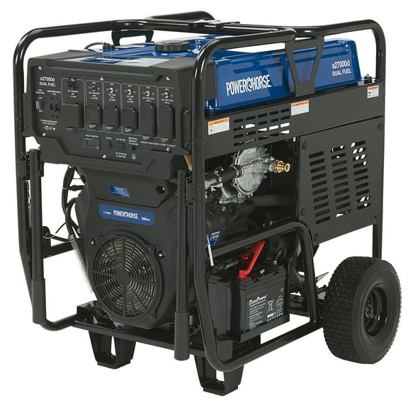 Powerhorse Portable Generator, 27,000 Surge Watts, 18,000 Rated Watts, 120/240V, Dual Fuel, Electric Start, CO Shutdown