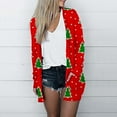 thumbnail image 2 of Odeerbi Christmas Cardigan For Women 2025 Fashion Print Loose Long Sleeve Autumn Coat Blouse Red, 2 of 6