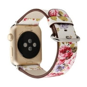 Small Floral Leather Strap Replacement Watch Band For Apple Watch 38mm