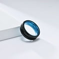 thumbnail image 3 of PAURO Men's Stainless Steel Personalized Minimalist Two-Color Polished Ring Blue 12, 3 of 5