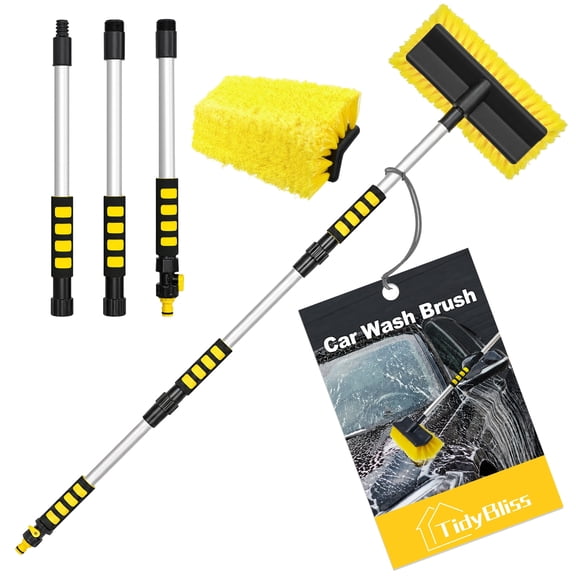 TidyBliss Car Wash Brush with Hose Attachment, 51" Aluminum Long Handle