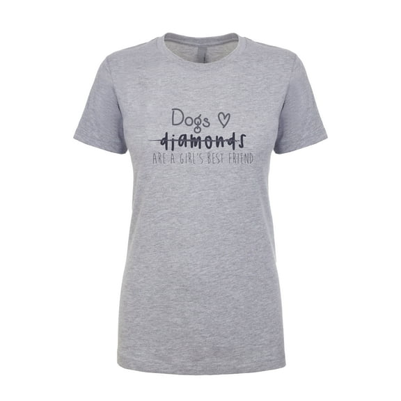 Dogs are a Girl's Best Friend Ladies Slim Fit Short Sleeve T-Shirt-Heather Grey-Small