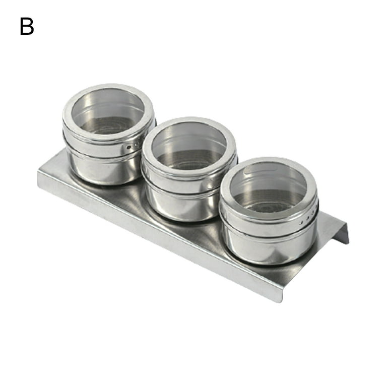 Xwq 1 Set Eco-Friendly Spice Jar Rust-proof Stainless Steel Magnetic Spice Organizer Box for Home