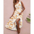 thumbnail image 2 of FreshPretty Summer One Shoulder Dresses for Women Casual Sleeveless High Waist Floral Flowy Smocked Boho Beach Maxi Dress, 2 of 4