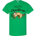 thumbnail image 3 of Inktastic Merry Christmas Cute Sloth with Santa Hat and Lights T-Shirt, 3 of 5