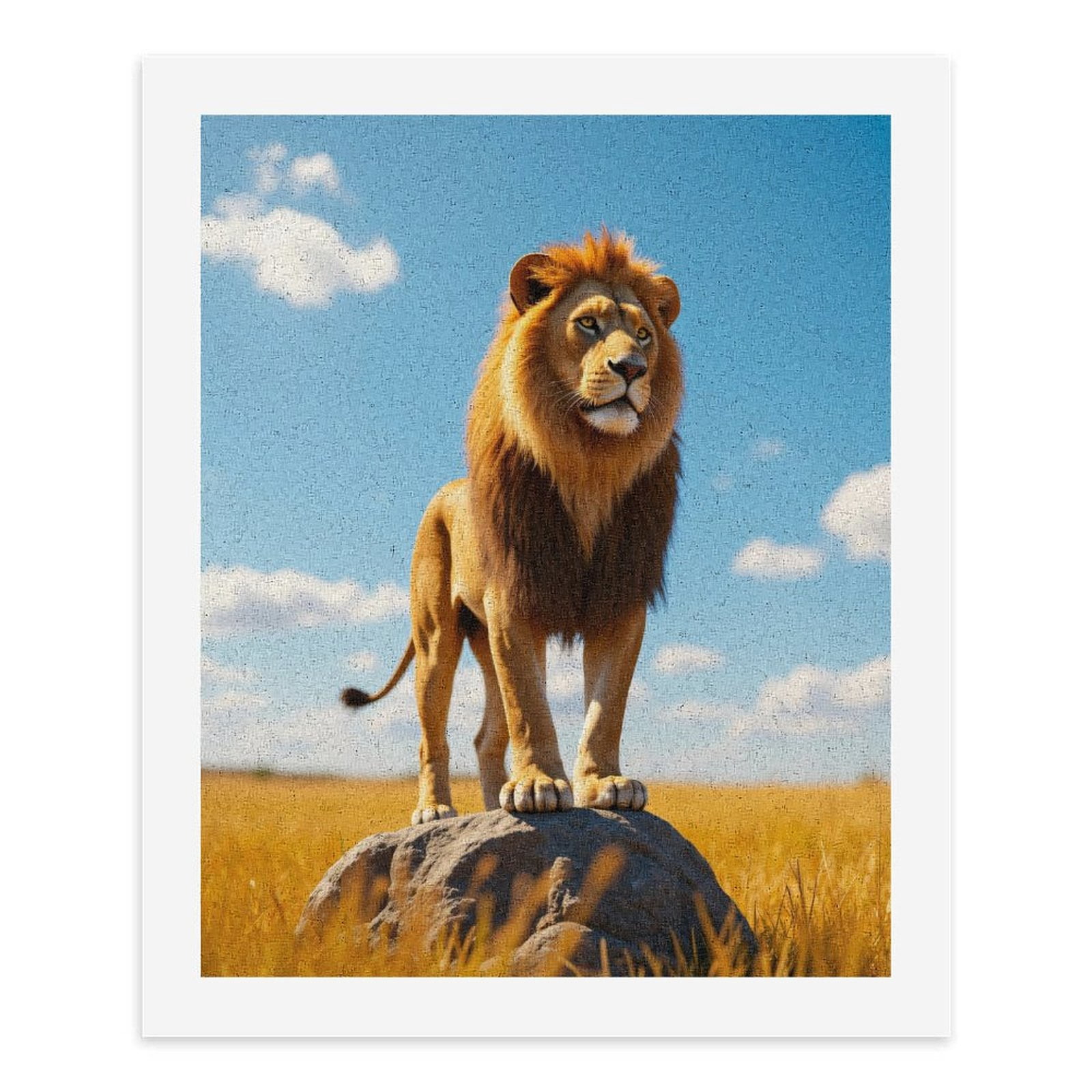 Paint By Numbers Kit for Adults Beginner - Majestic Lion On Rock DIY Canvas Painting Kits for Adults, Frameless Paint By Number for Adults for Home Wall Decor 16x20 Inch