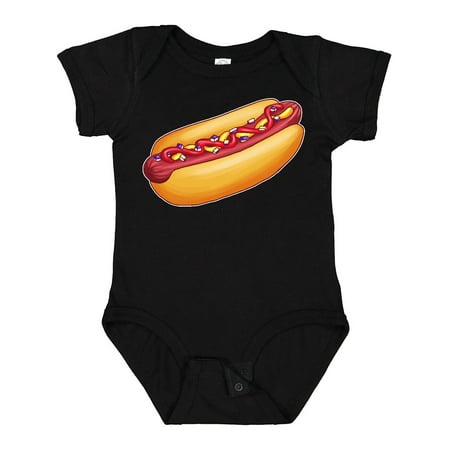 

Inktastic Hot Dog Illustration with Mustard Onions and Ketchup Gift Baby Boy or Baby Girl Bodysuit