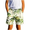 thumbnail image 2 of ZACPNCV Teen Boys Swim Trunks Quick Dry Swimwear Bathing Suit for Big Boys Hawaiian Print Beach Swim Boards Shorts Green 13-14 Years, 2 of 6