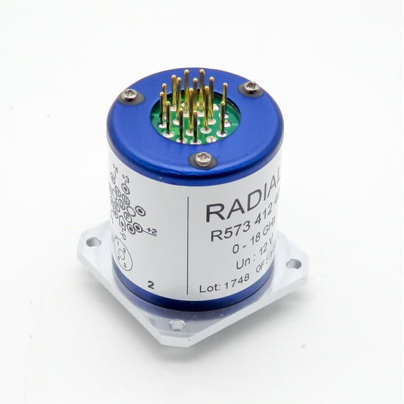 Radiall R573412400 12VDC 18GHz SP4T Solder Pin Coaxial Switch