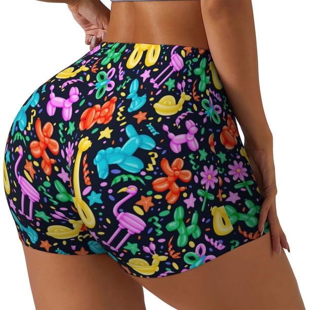Balery Colorful Air Balloons1 Pantalones cortos de entrenamiento estampados para mujer, sin costuras, ajustados, para gimnasio, yoga, correr, deportes, ejercicio activo, fitness.-XX-Large