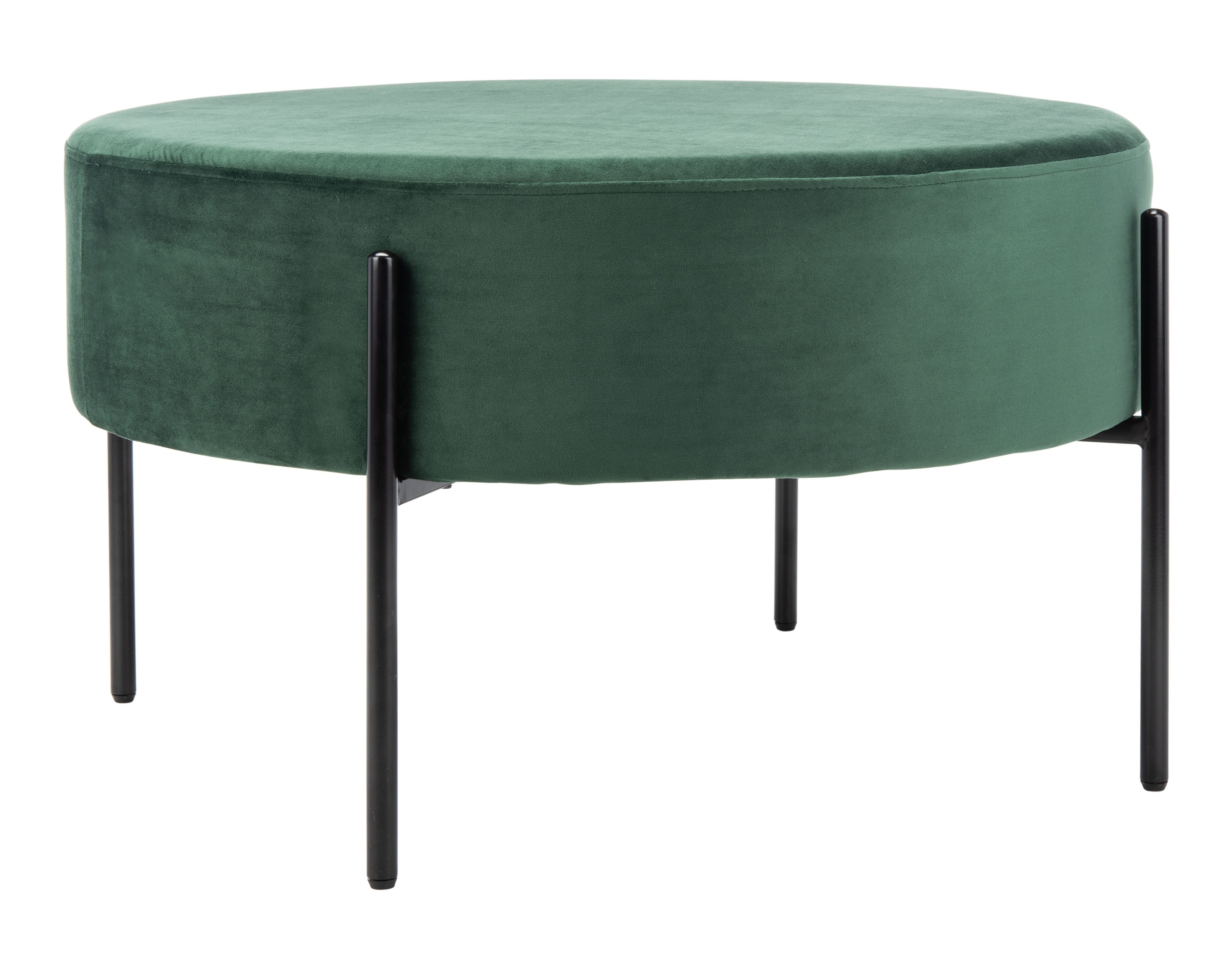 SAFAVIEH Lisbon Modern Glam Round Cocktail Ottoman, Malachite Green