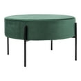 thumbnail image 2 of SAFAVIEH Lisbon Modern Glam Round Cocktail Ottoman, Malachite Green, 2 of 8