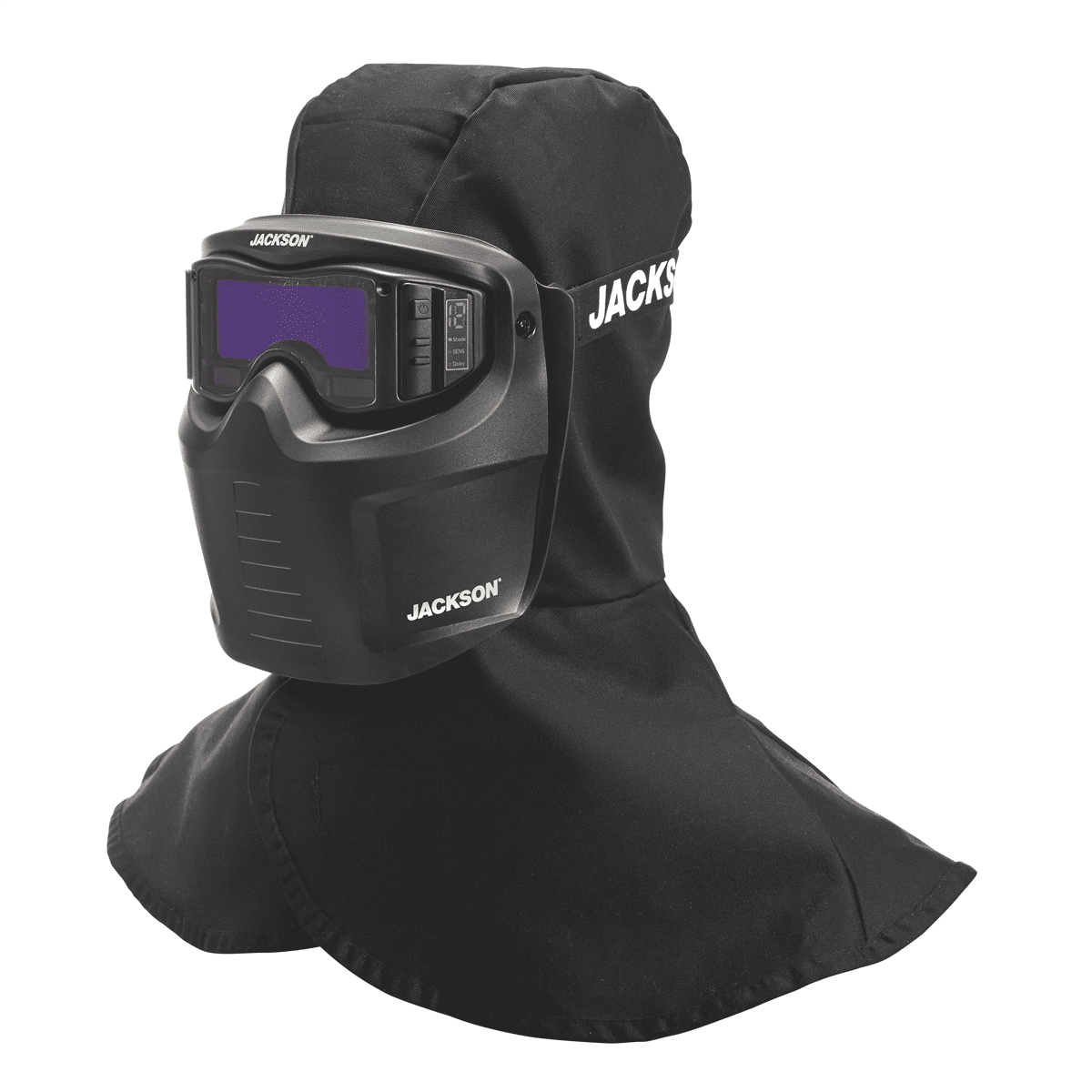 Jackson Safety - Welding Mask and Hood Kit - Auto Darkening -  Thermoplastic - 1.38" x 3.54" Viewing Area - Shade 3/5-12 ADF - Black - Rebel Series