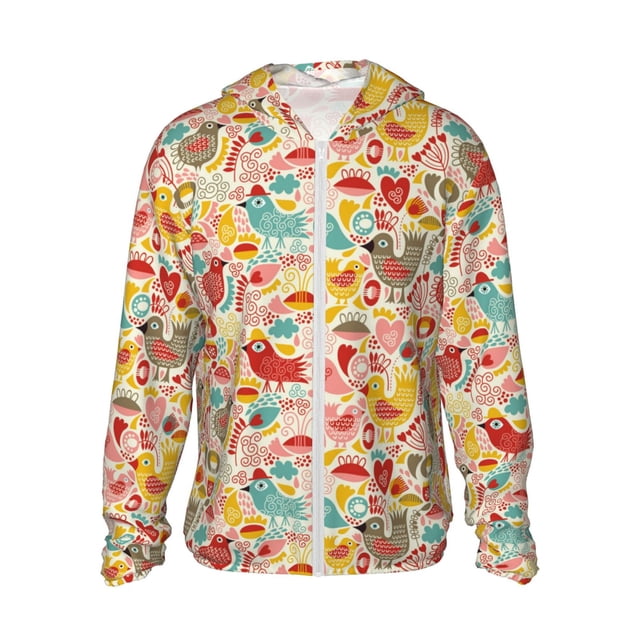 Vsdgher Sweat à Capuche Imprimé Poulet Coloré pour Hommes Femmes, Manches Longues Protection Solaire Pêche pour Course Natation-Petit