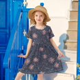 thumbnail image 6 of FORMRS Girls Short Sleeve Dress Summer Casual Round Neck A-line Beach Sundress, Sizes 2T-8T, Red and White Fireworks Pattern, 6 of 8