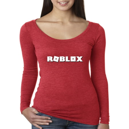 New Way 923 Womens Long Sleeve T Shirt Roblox Logo Game Accent Small Red - black shirt with red button bow tie up roblox
