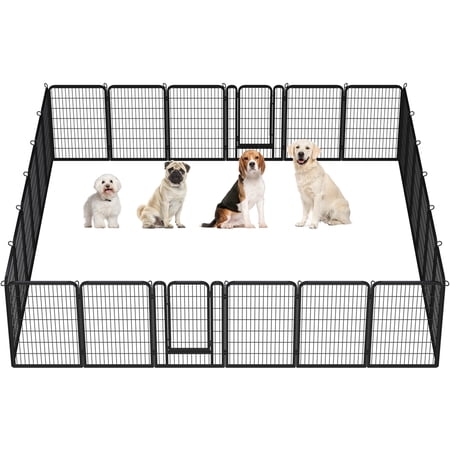 Yaheetech 24-Panel Foldable Metal Dog Playpen with Door 40 Inch Height for Outdoor Indoor Black