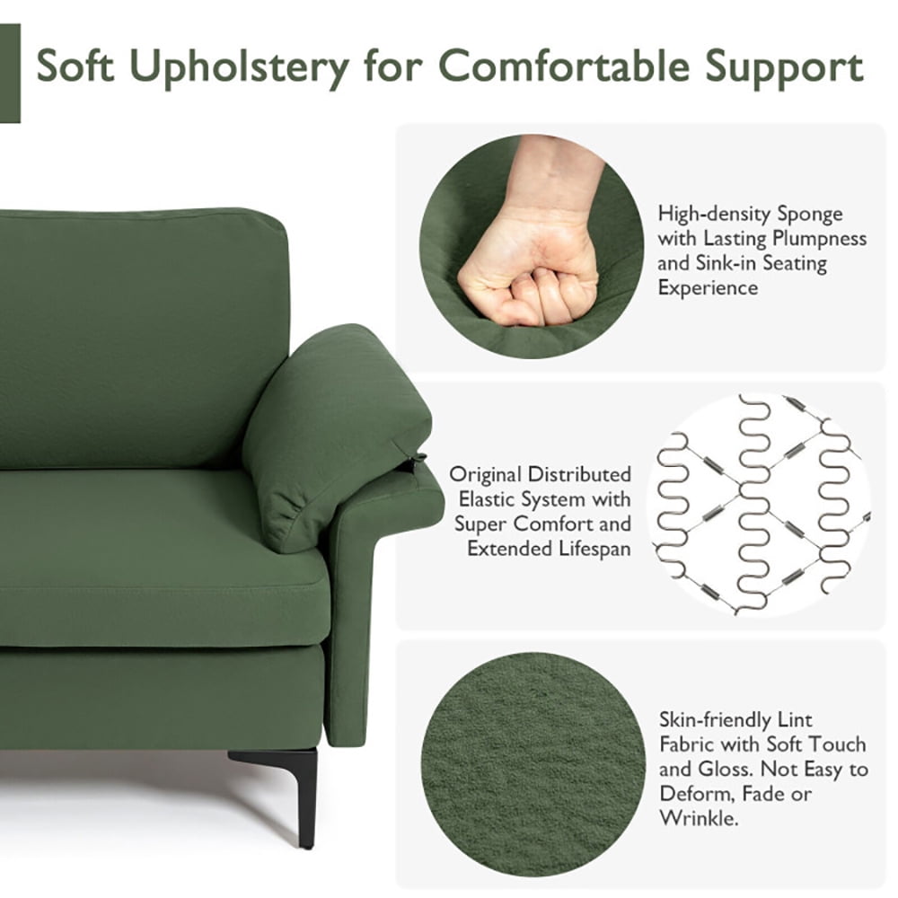 Finihen Upholstered Accent Armchair, Modern Fabric Accent Armchair with Original Distributed Spring and Armrest Cushions, for Living Room, Bedroom, Army Green