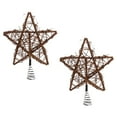 thumbnail image 4 of UPOUART 2-Pack Rustic Wood and Wicker Star Tree Toppers, Christmas Tree Decorations for Holiday and Family Celebration Festivities, 4 of 8