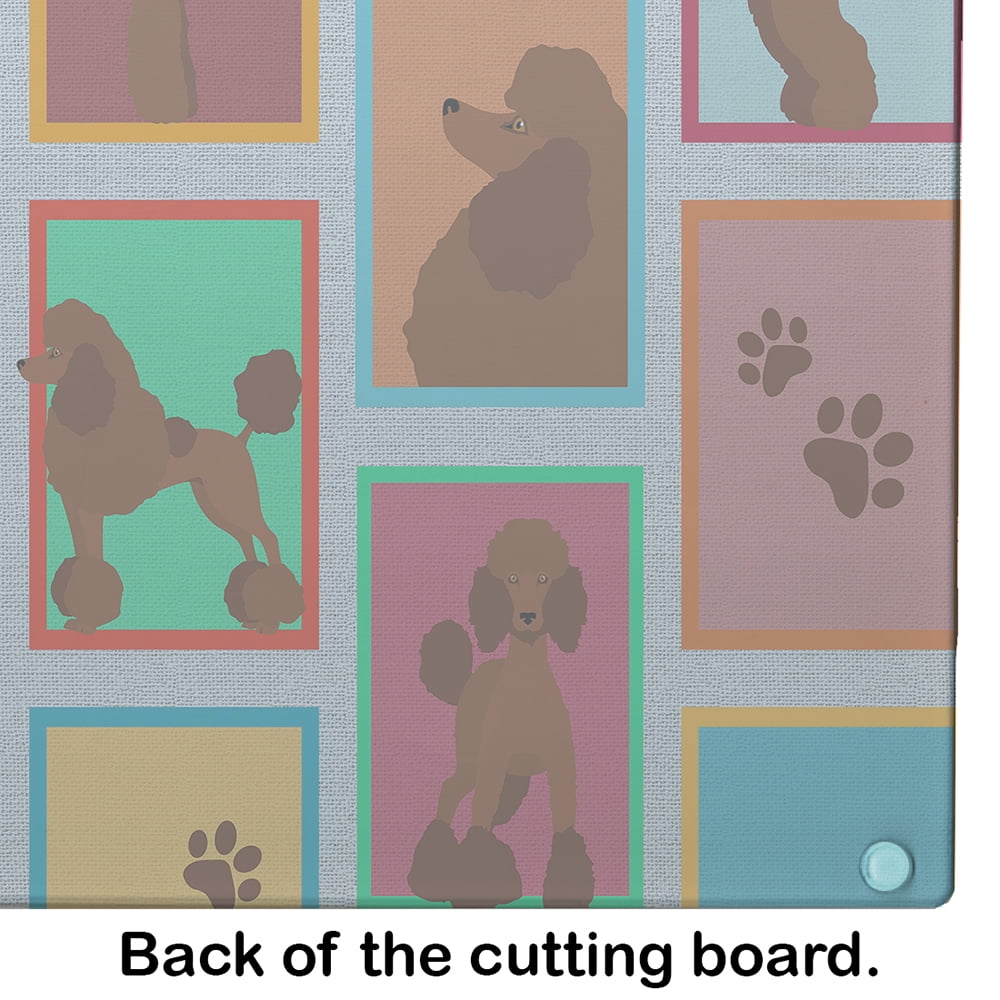 Lots of Chocolate Standard Poodle Glass Cutting Board Large 12 in x 15 in