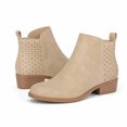 thumbnail image 2 of Rexoro Girls Ankle Boots Star Perforated Round Toe Low Heel Short Booties with Side Zipper for Toddler Little Kid Big Kid School Daily Wear, 2 of 7