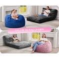 thumbnail image 3 of Hobestluk Bean Bag Chair 3 in 1 Beanbag Chairs for Adults, Large Bean Bags with Removable Velvet Cover, Convertible Adult Bean Bag Chair for Living Room, Bedroom, Playroom (Black, Queen), 3 of 9