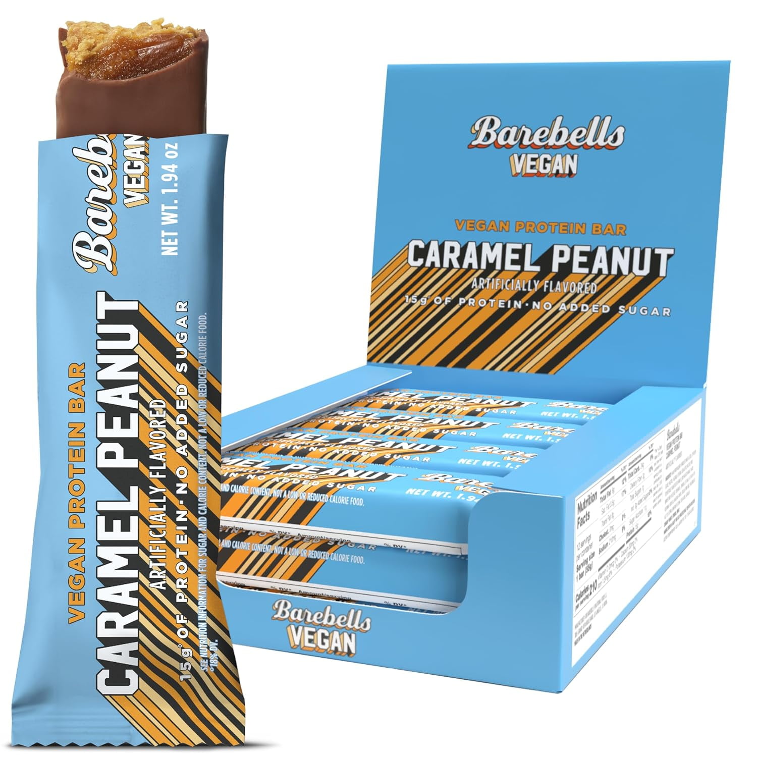 Barebells, Plant Based Protein Bar, Peanut Caramel, 12 count
