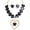 Black, variant on Chunky Heart Necklace Earrings Jewelry Set for Women Statement Beaded Large Pendant Gold Puffy Heart Necklace Jewelry Set Gift