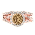 thumbnail image 2 of 2.32 ct Brilliant Round Cut Champagne 18K Rose Gold Halo Solitaire with Accents Engagement Bridal Wedding Ring Band Set size 8, 2 of 7