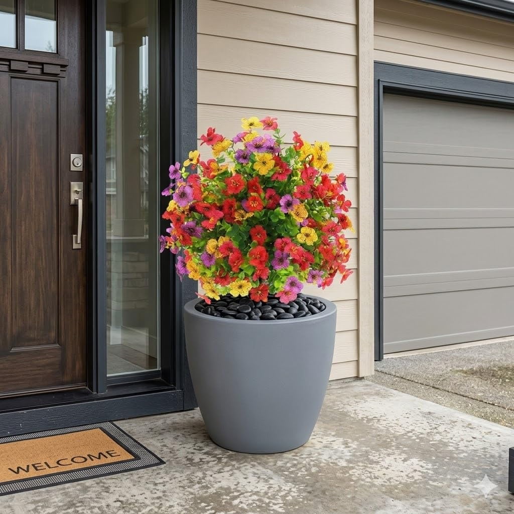 Artificial Violet Flowers Bunches UV Resistant PE Material for Outdoor Indoor Garden Home Decoration
