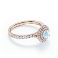 thumbnail image 3 of JeenMata 1 Carat Round Shaped Blue Moonstone and Moissanite - Pave Set - Dual Halo Cluster Engagement Ring - 18K Rose Gold Plating over Silver, 3 of 6