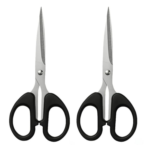 Stainless Steel Scissors, 6-Inch Multi-Purpose Office and Home Scissors, Comfortable PP Handle, Cuts Paper, Fabric, and Packaging (2 Pcs)
