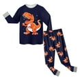 thumbnail image 4 of mgoYE Toddler Boys Planet Pajamas Dinosaur Cotton Kids Truck 2 Piece Train Kids Pjs Sleepwear Clothes Set 2-7T|Orange 3-4 Years, 4 of 6