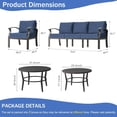 thumbnail image 4 of Gotland 5 Piece Aluminum Patio Furniture Set,Modern Metal Outdoor Patio Furniture w/5.1'' Thick Cushion and Round Coffee Table,Patio Conversation Sets for Porch,Deck,Navy Blue, 4 of 6