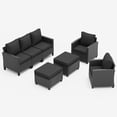 thumbnail image 4 of POTEBAN Patio Furniture Set, 5 Pieces Outdoor Sectional Sofa Set, All-Weather Wicker Rattan High Back Outdoor Conversation Set with Ottoman for Poolside, Backyard, Black Wicker Back Cushions, 4 of 9