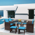 thumbnail image 4 of Vineego 9-Pieces Traditional Steel Durable Dining Furniture Sets Blue, 4 of 9