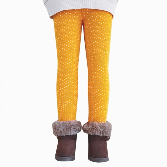 Gibobby Kids Girls Leggings Footless Cotton Skinny Thin Leggings Toddler Girls Solid Stretch Trousers Tights(6-7 Years,Yellow)