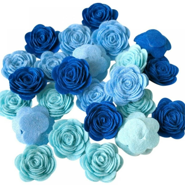 24pcs Fake Flower Heads in Bulk Artificial Paper Flowers for Crafts and Decoration Home Party Decoration Scrapbooking Accessories Wreath DIY,Blue/Red