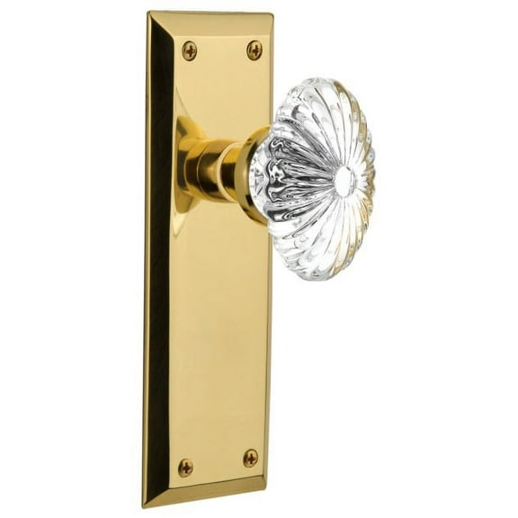Nostalgic Warehouse Nykofc_Sd_Nk Oval Fluted Crystal Solid Brass Single Dummy Door Knob -