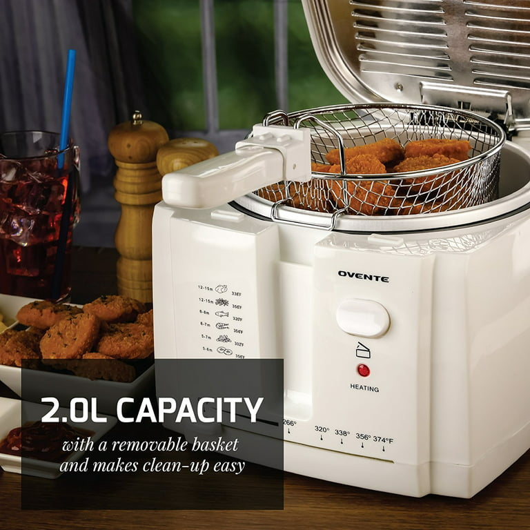 OVENTE Electric Deep Fryer 2 Liter Capacity, 1500 Watt Lid with Viewing  Window and Odor Filter, Adjustable Temperature, Removable Frying Basket  Easy