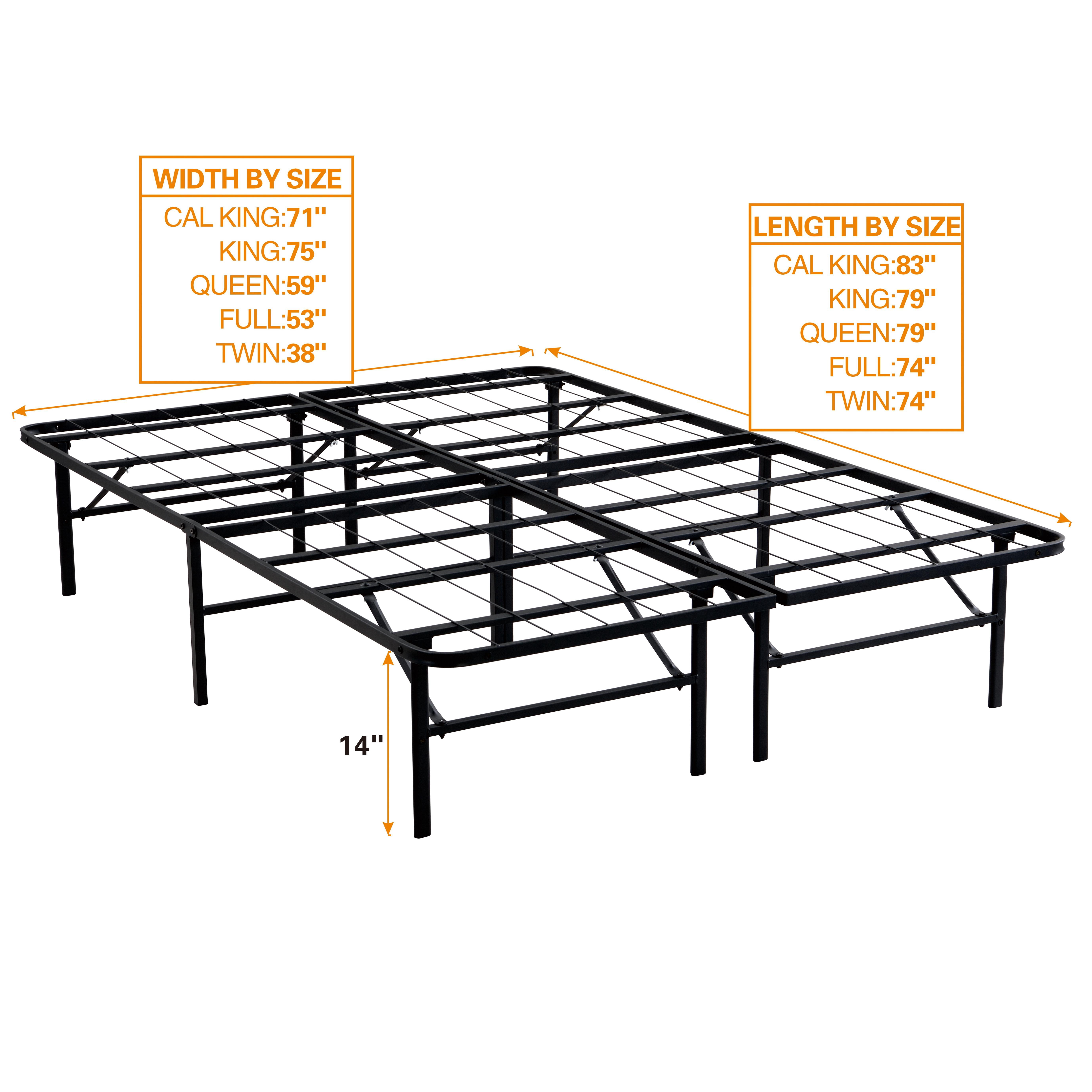 PAPROOS Queen Size Bed Frame, Metal Folding Bed Frame with Under Bed Storage, Heavy Duty Queen Platform Bed with Storage Space, Easy Assembly, No Box Spring Needed, 14 inch, Black