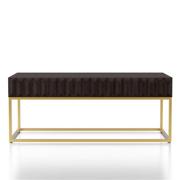 Bowery Hill Transitional Metal 2-Drawer Coffee Table in Walnut