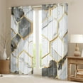 thumbnail image 2 of Gold Marble,Curtains & Drapes 52"Wx84"L 2 Panels Geometric Hexagon 30%-50% Blackout Curtains Metallic Marbling Curtains Grey White Stone Pattern Window Treatments Teens Bedroom Decor, 2 of 6