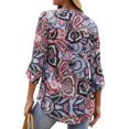 thumbnail image 6 of Nlife Women Bohemian Floral Print 3/4 Sleeve V Neck Shirt, 6 of 10