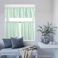 thumbnail image 6 of 3 Piece Kitchen Curtains and Valances Set Green White Stripe Cafe Curtains 24 Inch Length Modern Minimalist Geometric Striped Valance & Tier Curtain for Living Room Bedroom Window 54"x18"+27"x24"*2, 6 of 6