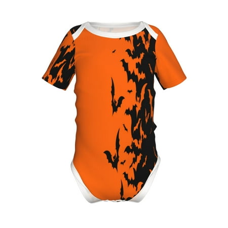 

Jgfou Halloween Bats Pattern Baby Climbing Bodysuit Unisex Short Sleeve Onesie for 0-12 Months Newborn Outfits with Crotch Snap Design-2 Years