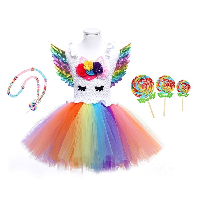 Vestidos de unicornio arcoíris para niños, niñas bebés, vestido de tutú de unicornio, disfraz de fiesta de Halloween, vestido de baile colorido para niños zhangyuxiang unisex