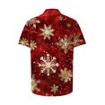 thumbnail image 5 of BLTIBY Christmas Shirt for Men Lapel Button Down Short Sleeve Hawaiian Shirts Xmas Snowman Printed Casual Holiday Shirts Tops Red 3 3XL, 5 of 5